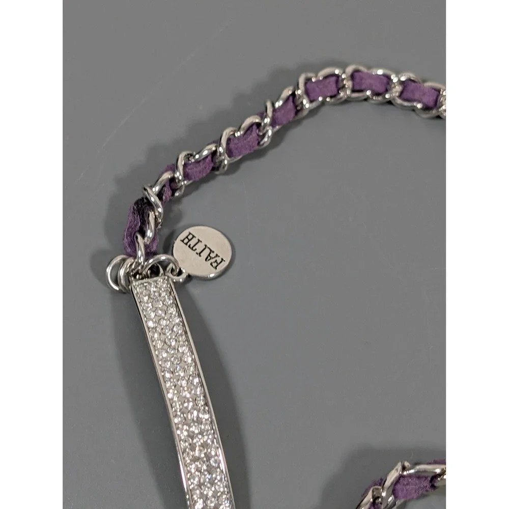 Premier Designs Faith Wrap Bracelet Purple Cord Rhinestone‎ Accents 21.5